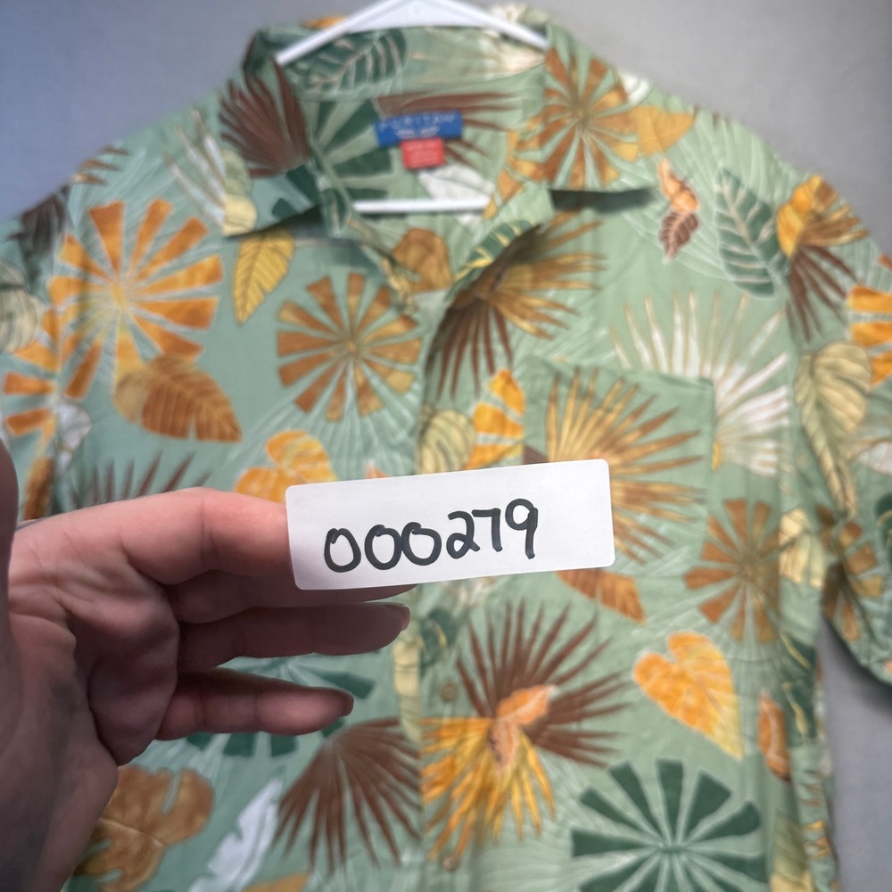 Puritan VTG Y2K Hawaiian Shirt Mens MD Green Tropical Coastal Boho Short Sleeve - Picture 10 of 10